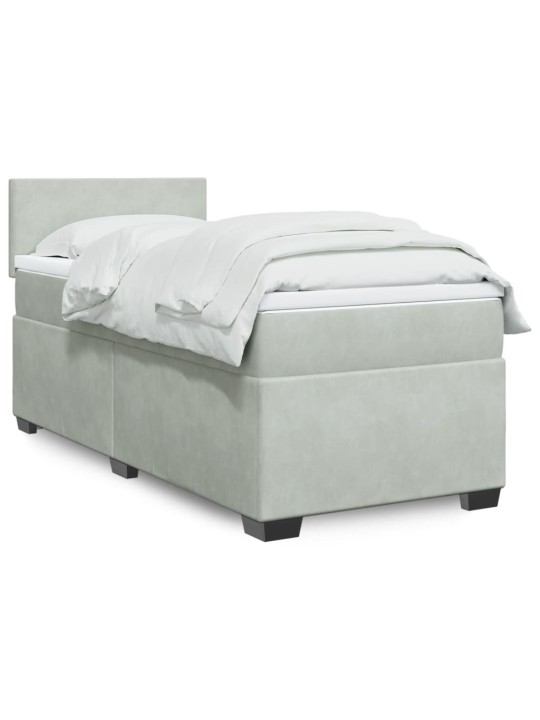 Box spring postel s matrací světle šedá 90x200 cm samet