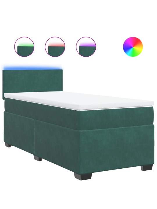 Box spring postel s matrací tmavě zelená 90x200 cm samet