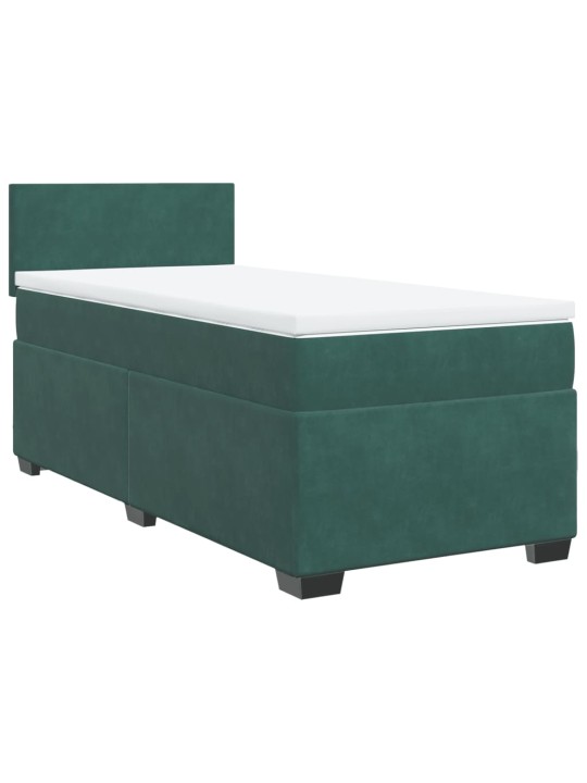 Box spring postel s matrací tmavě zelená 90x200 cm samet