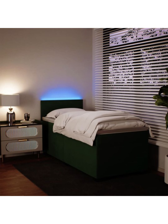 Box spring postel s matrací tmavě zelená 90x200 cm samet