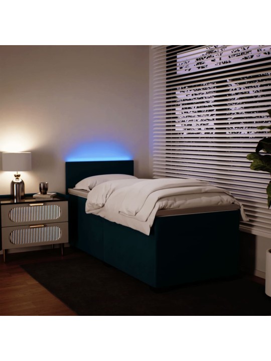 Box spring postel s matrací modrá 90 x 200 cm samet