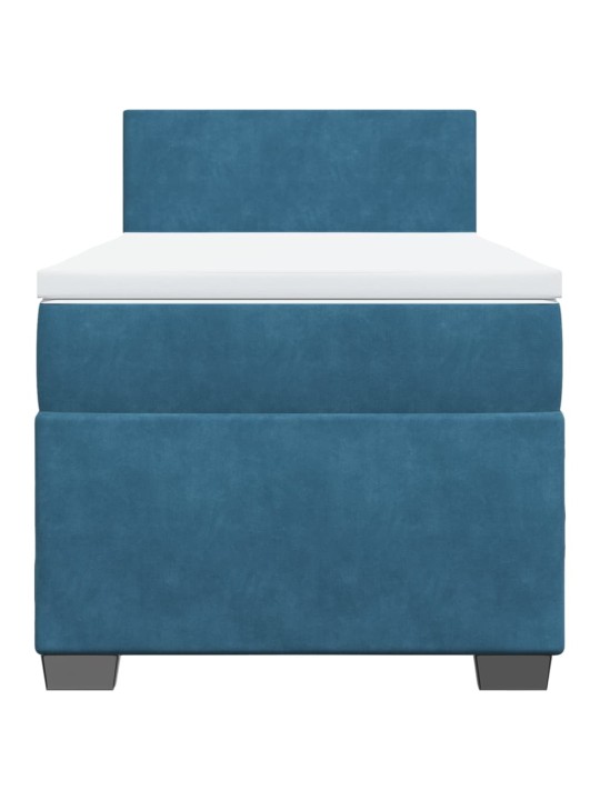 Box spring postel s matrací modrá 90 x 200 cm samet