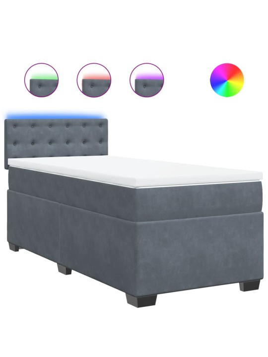 Box spring postel s matrací tmavě šedá 90x200 cm samet