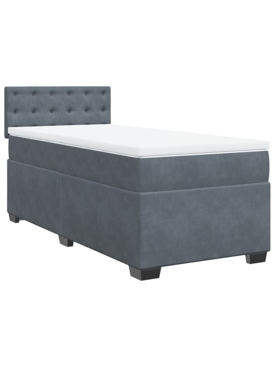Box spring postel s matrací tmavě šedá 90x200 cm samet