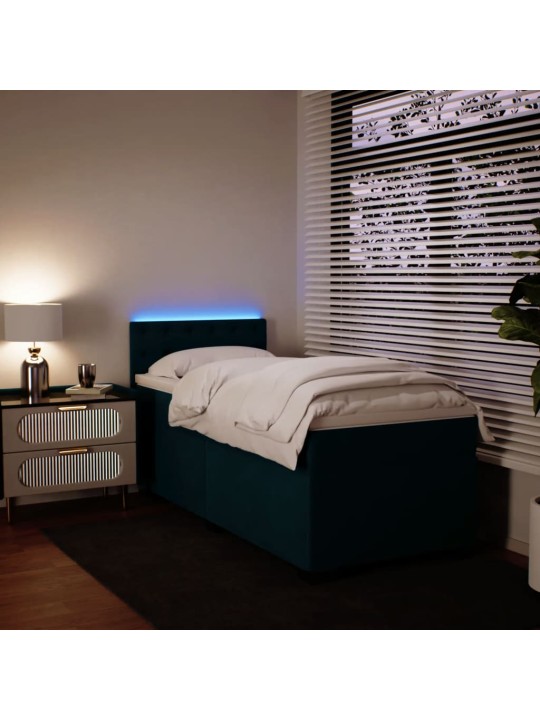 Box spring postel s matrací modrá 90 x 200 cm samet