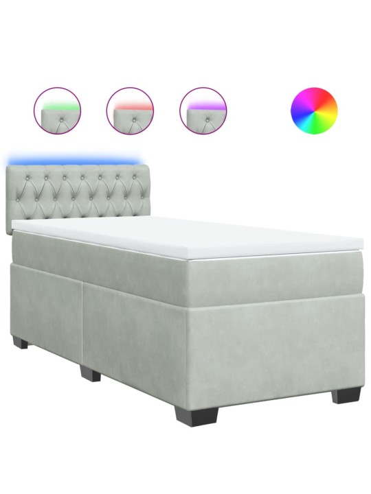 Box spring postel s matrací světle šedá 90x200 cm samet