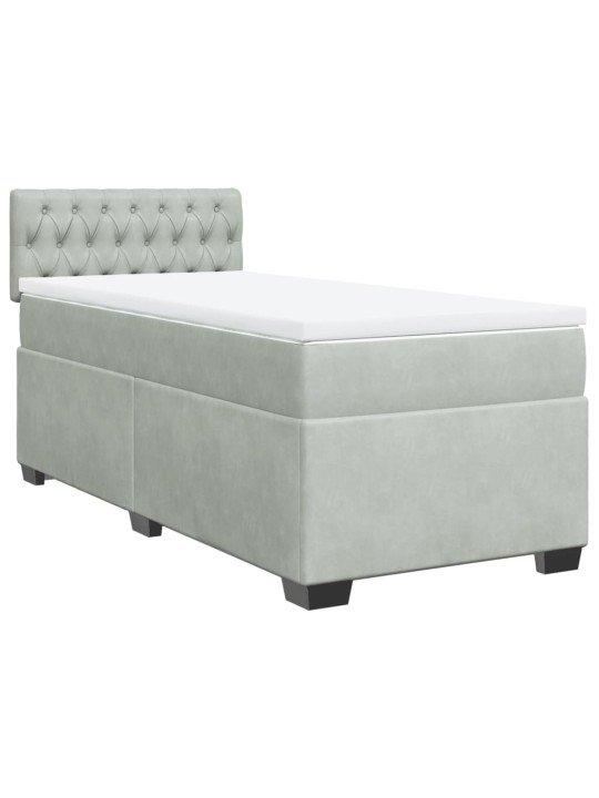 Box spring postel s matrací světle šedá 90x200 cm samet