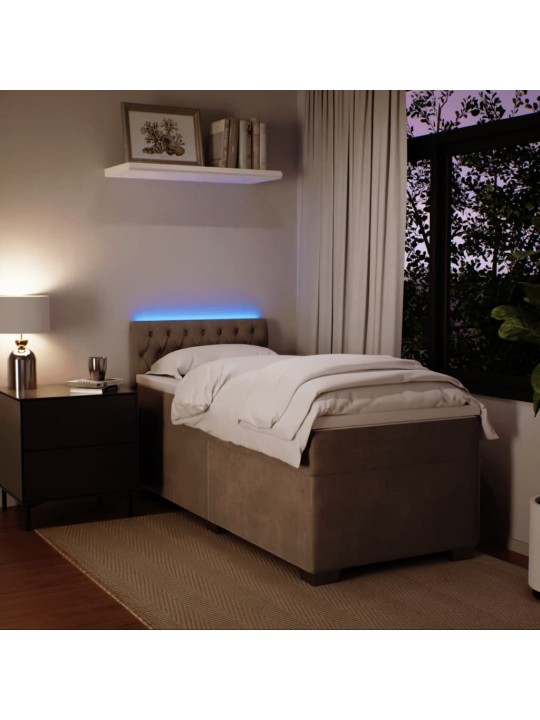 Box spring postel s matrací světle šedá 90x200 cm samet