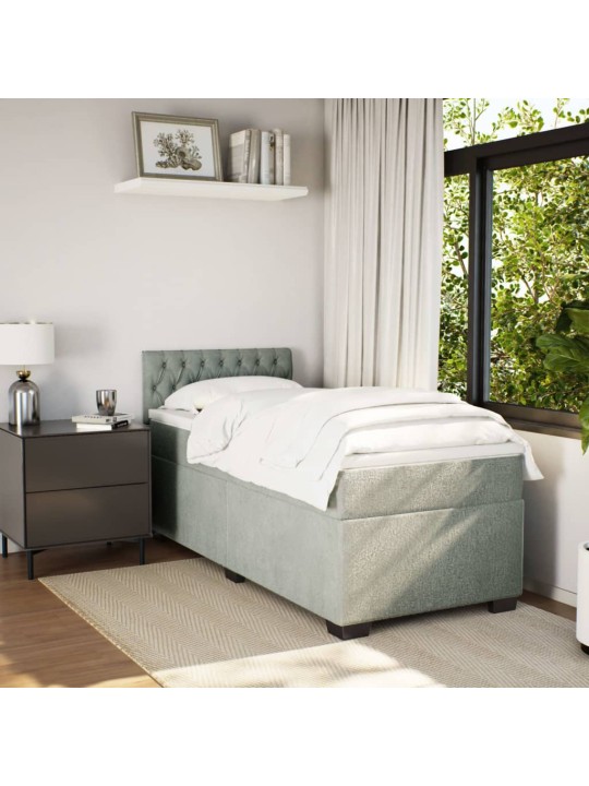 Box spring postel s matrací světle šedá 90x200 cm samet