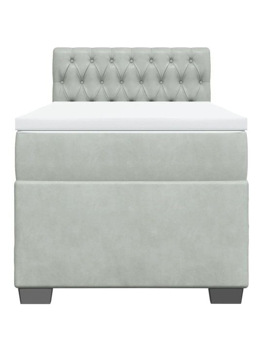 Box spring postel s matrací světle šedá 90x200 cm samet