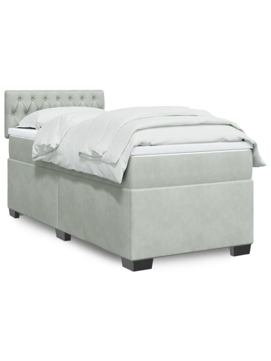 Box spring postel s matrací světle šedá 90x200 cm samet