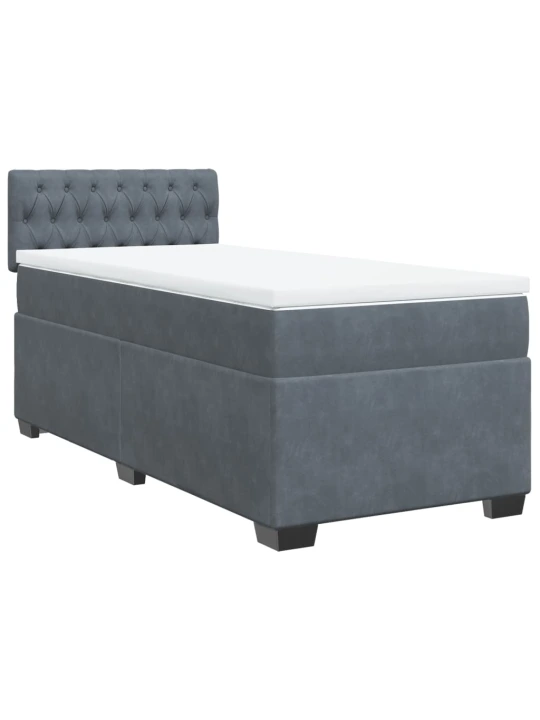 Box spring postel s matrací tmavě šedá 90x200 cm samet