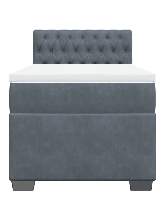 Box spring postel s matrací tmavě šedá 90x200 cm samet