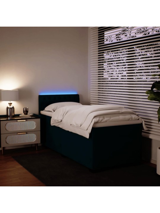Box spring postel s matrací modrá 90 x 200 cm samet