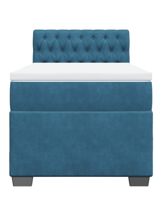 Box spring postel s matrací modrá 90 x 200 cm samet