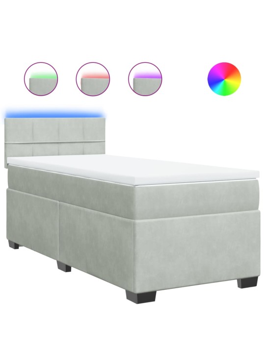 Box spring postel s matrací světle šedá 90x200 cm samet