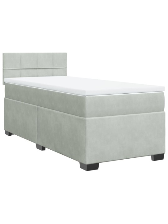 Box spring postel s matrací světle šedá 90x200 cm samet
