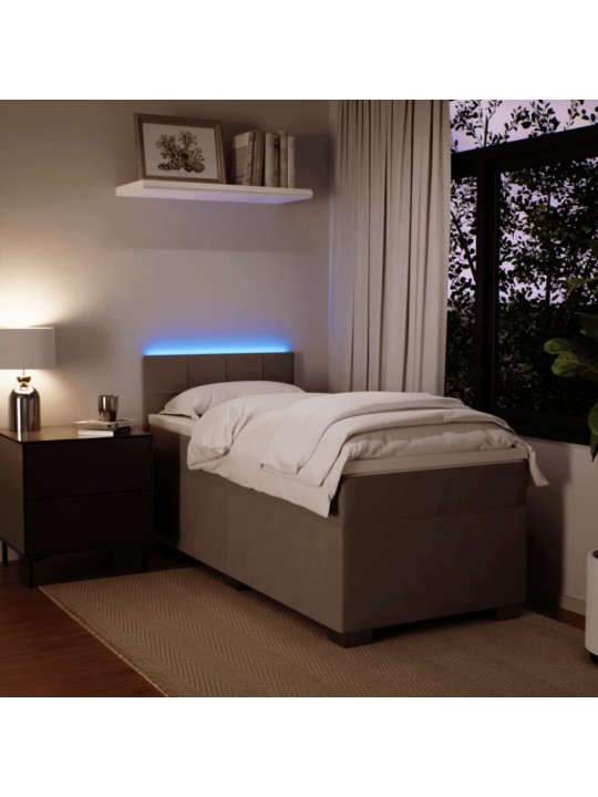 Box spring postel s matrací světle šedá 90x200 cm samet