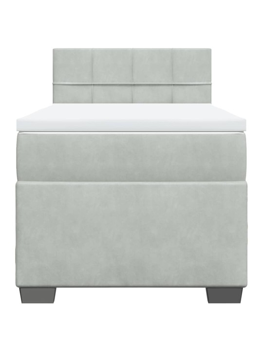 Box spring postel s matrací světle šedá 90x200 cm samet