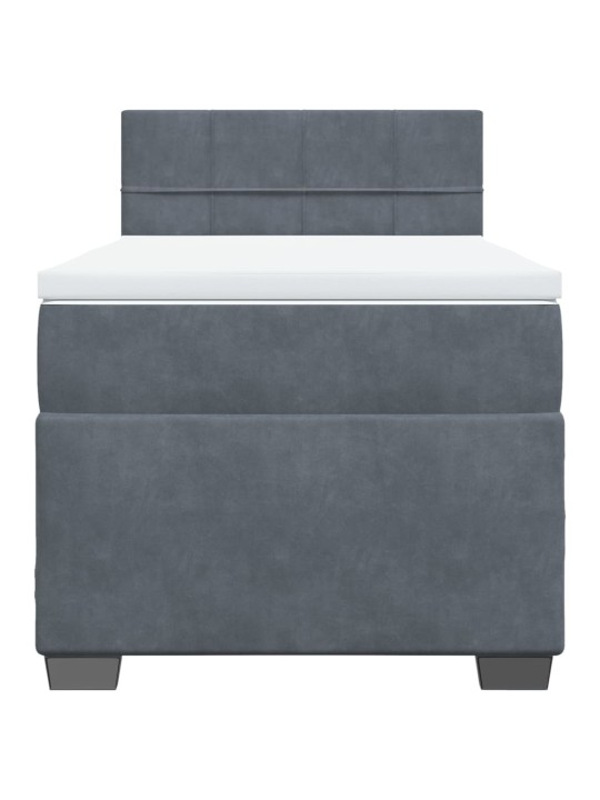 Box spring postel s matrací tmavě šedá 90x200 cm samet