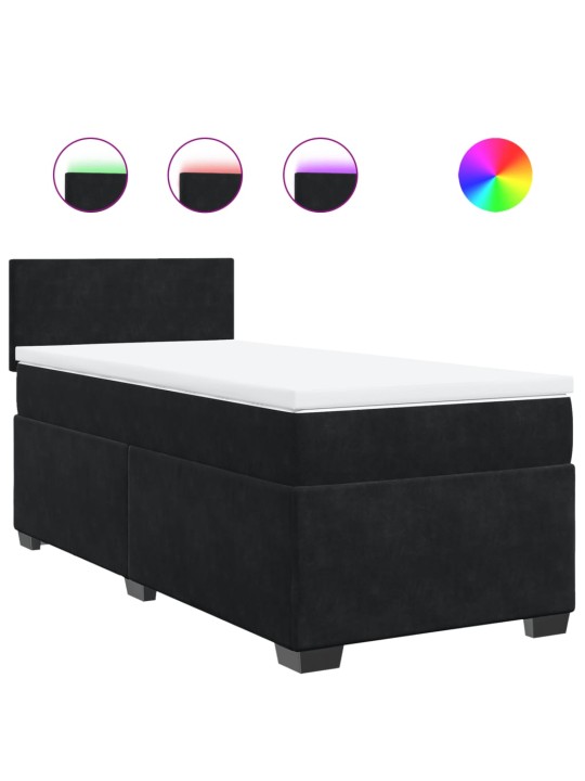 Box spring postel s matrací černá 100x200 cm samet