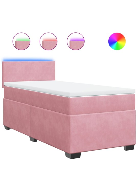 Box spring postel s matrací růžová 100x200 cm samet
