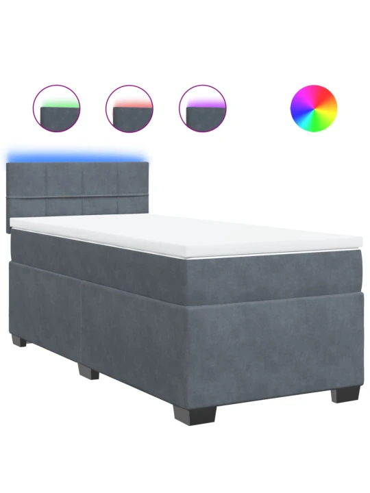 Box spring postel s matrací tmavě šedá 100x200 cm samet