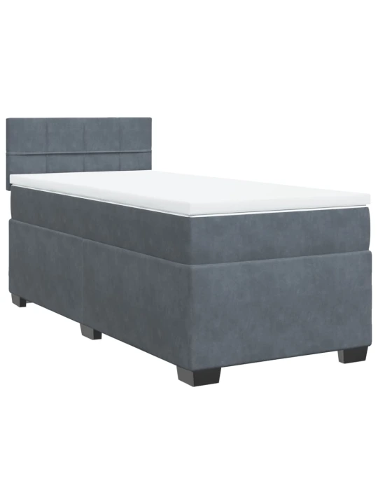 Box spring postel s matrací tmavě šedá 100x200 cm samet