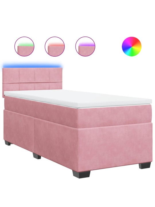 Box spring postel s matrací růžová 100x200 cm samet