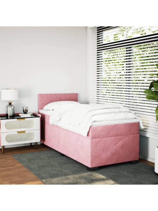 Box spring postel s matrací růžová 100x200 cm samet