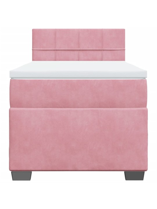 Box spring postel s matrací růžová 100x200 cm samet