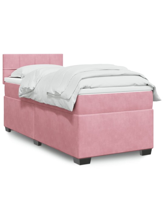 Box spring postel s matrací růžová 100x200 cm samet