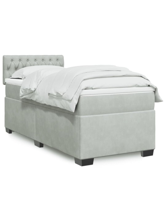 Box spring postel s matrací světle šedá 100x200 cm samet