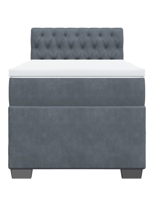 Box spring postel s matrací tmavě šedá 100x200 cm samet