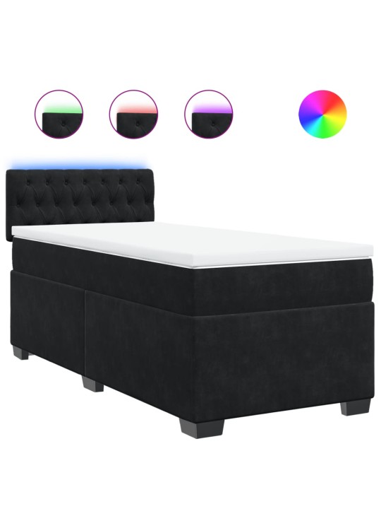 Box spring postel s matrací černá 100x200 cm samet