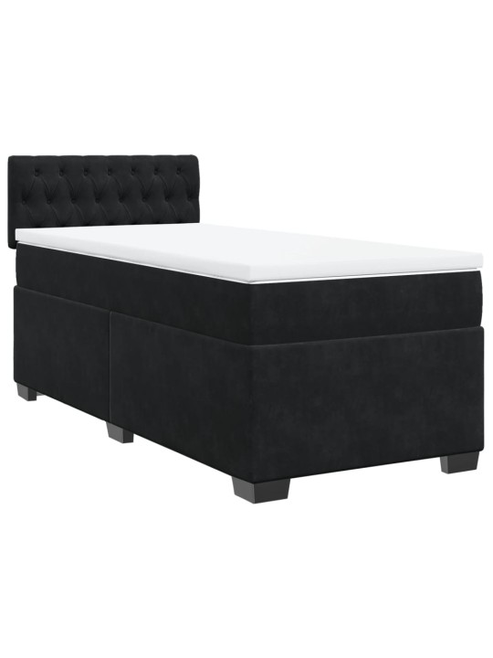 Box spring postel s matrací černá 100x200 cm samet