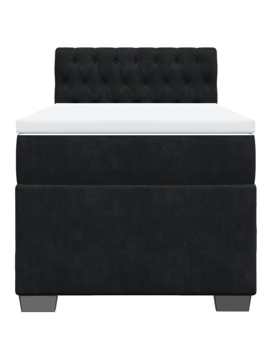 Box spring postel s matrací černá 100x200 cm samet