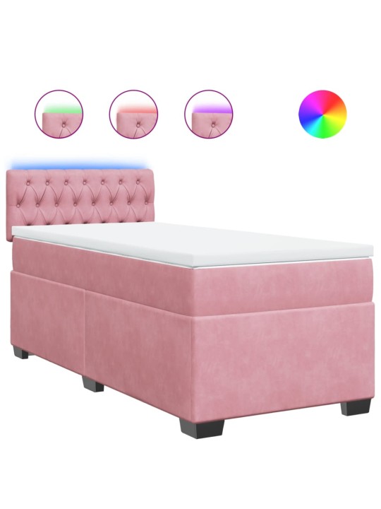 Box spring postel s matrací růžová 100x200 cm samet