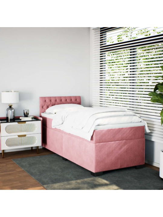 Box spring postel s matrací růžová 100x200 cm samet