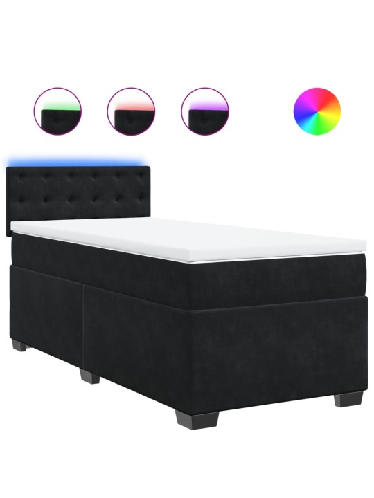 Box spring postel s matrací černá 100x200 cm samet