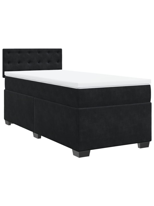 Box spring postel s matrací černá 100x200 cm samet