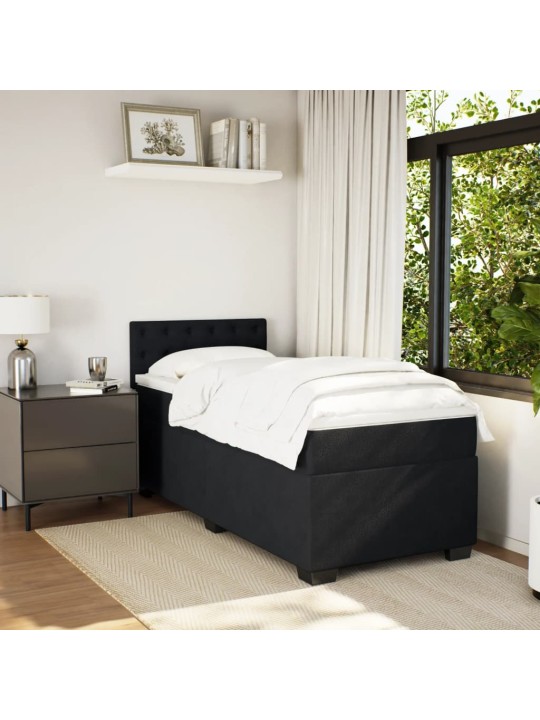 Box spring postel s matrací černá 100x200 cm samet