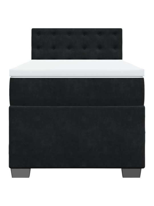 Box spring postel s matrací černá 100x200 cm samet