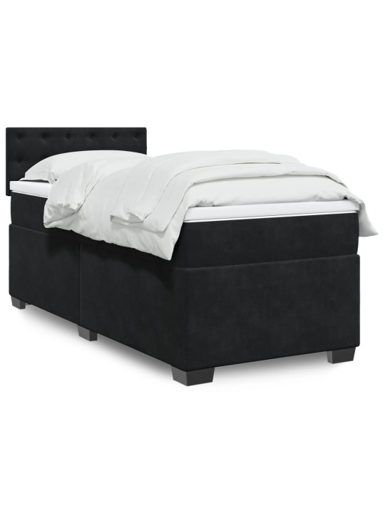 Box spring postel s matrací černá 100x200 cm samet