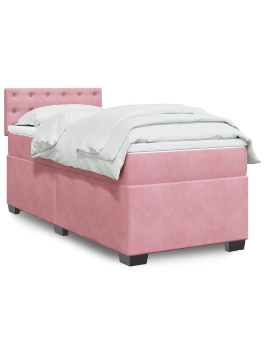 Box spring postel s matrací růžová 100x200 cm samet
