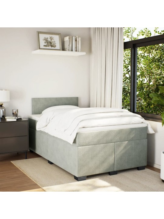 Box spring postel s matrací světle šedá 120x190 cm samet