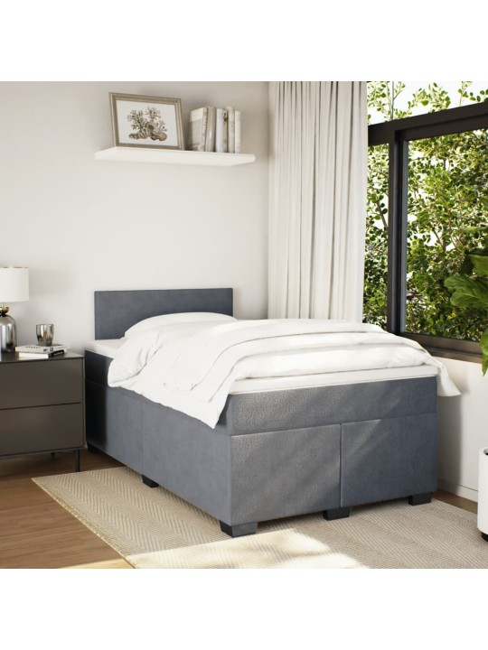 Box spring postel s matrací tmavě šedý 120x190 cm samet