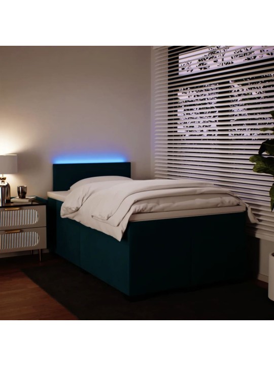 Box spring postel s matrací modrá 120 x 190 cm samet