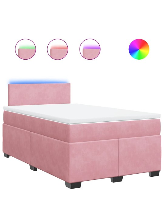 Box spring postel s matrací růžová 120x190 cm samet