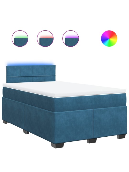Box spring postel s matrací modrá 120 x 190 cm samet